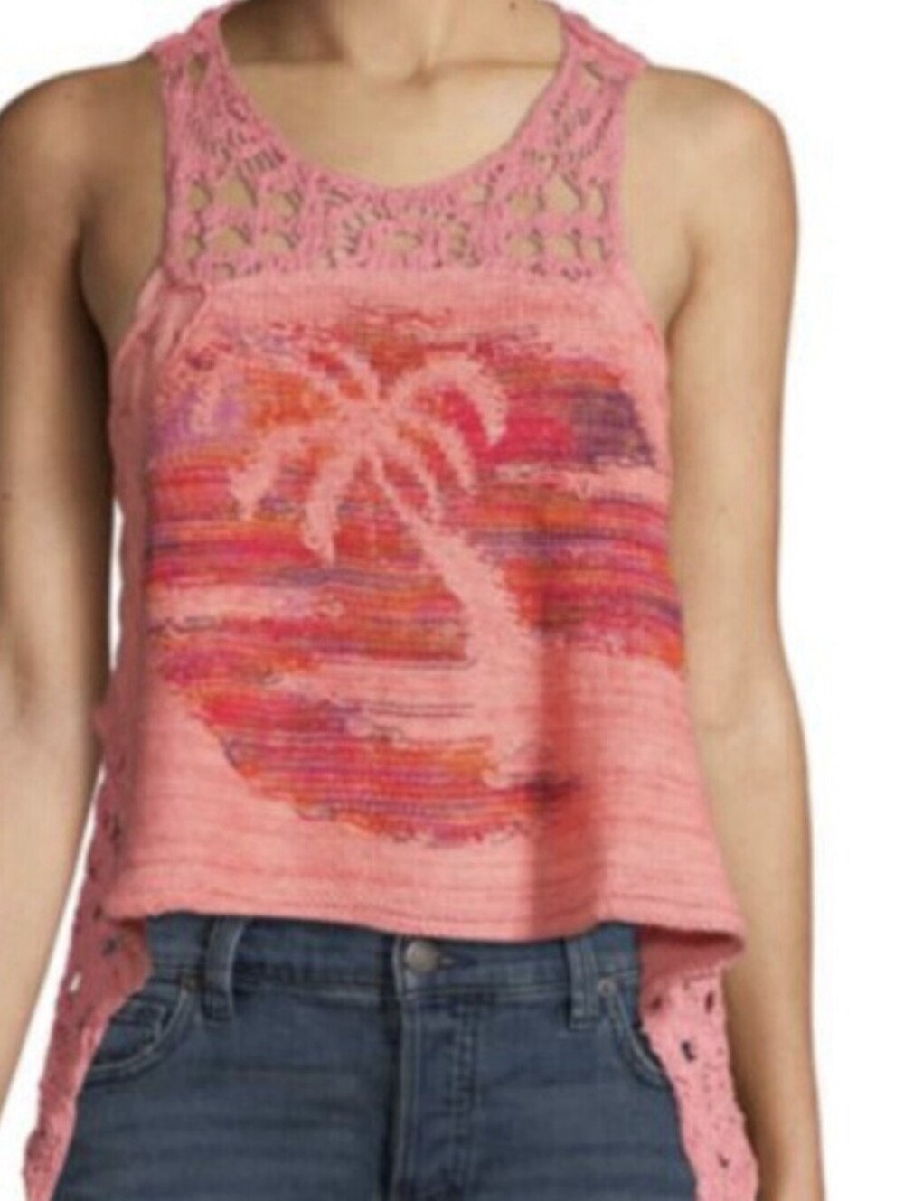 FREE PEOPLE OPEN KNIT LUAU CROCHET TANK TOP/CAMI XS $128